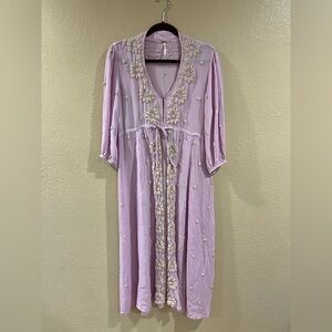 Free People Fable Lavender Floral Embroidered Dress